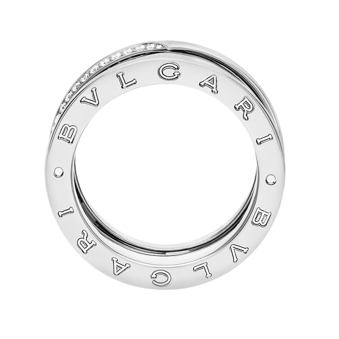 Bvlgari Jewelry 18k White Gold 0.23cttw Diamond B.Zero1 3 Band Ring Size 6.25