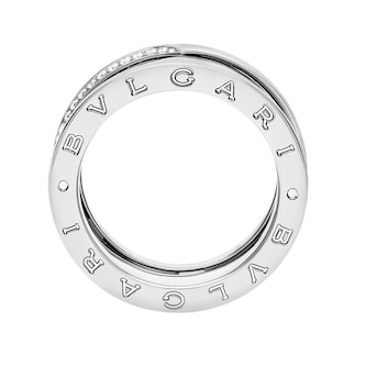 Bvlgari Jewelry 18k White Gold 0.23cttw Diamond B.Zero1 3 Band Ring Size 6.25