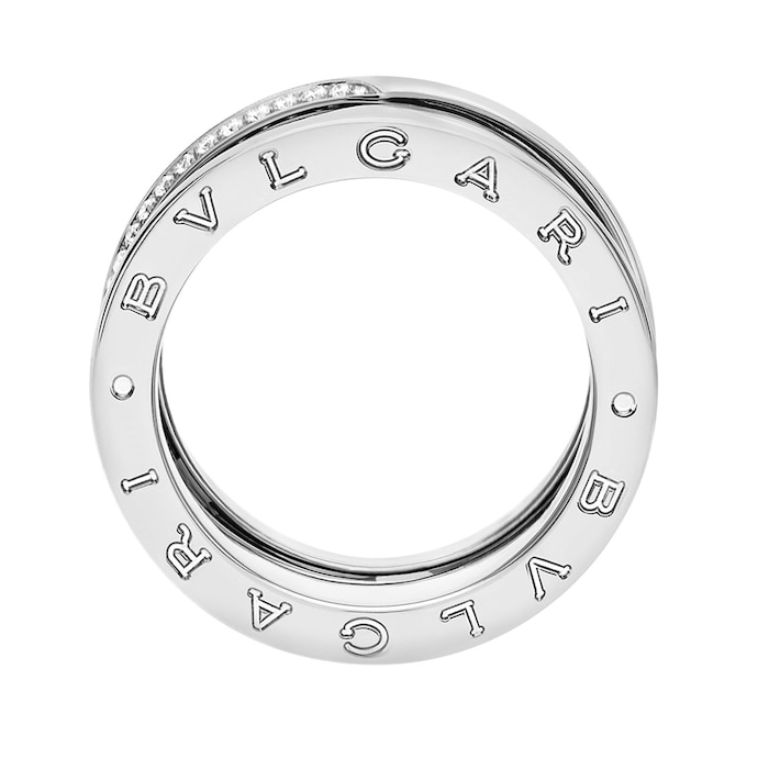 Bvlgari Jewelry 18k White Gold 0.23cttw Diamond B.Zero1 3 Band Ring Size 7