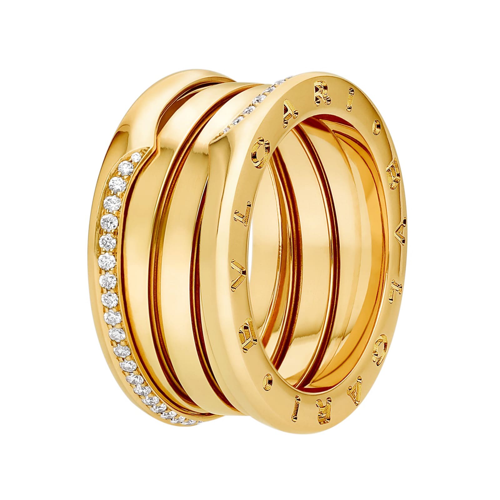 18k Yellow Gold 0.23cttw Diamond B.Zero1 3 Band Ring Size 7