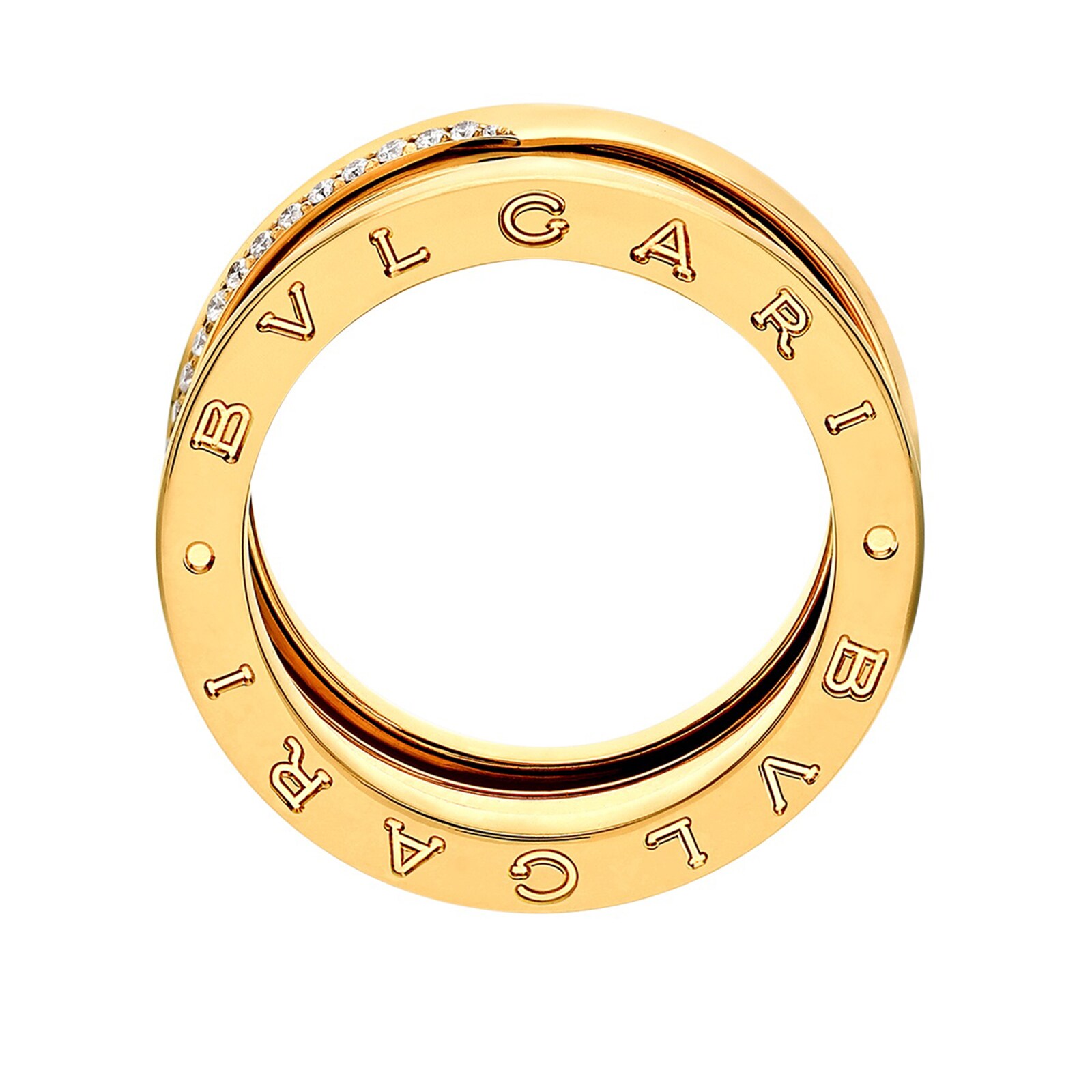 Bvlgari Jewelry 18k Yellow Gold 0.23cttw Diamond B.Zero1 3 Band Ring Size 7