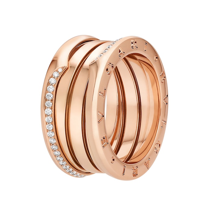 Bvlgari Jewelry 18k Rose Gold 0.23cttw Diamond B.Zero1 3 Band Ring Size 6.5