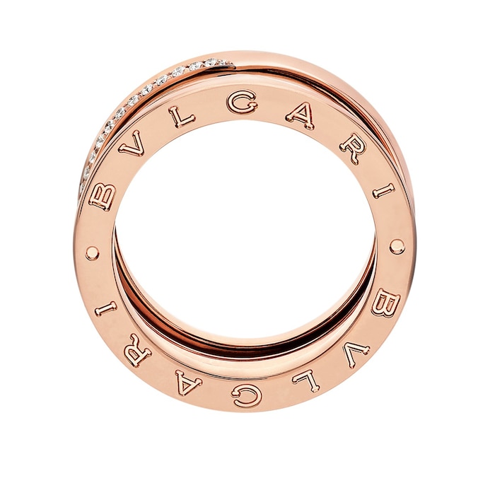 Bvlgari Jewelry 18k Rose Gold 0.23cttw Diamond B.Zero1 3 Band Ring Size 7.25