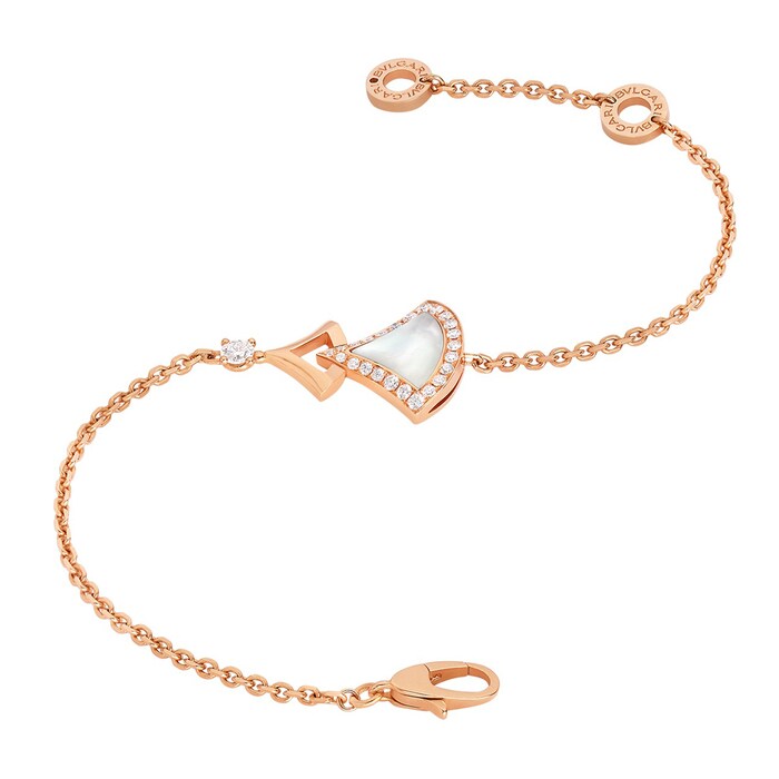 Bvlgari Jewelry 18k Rose Gold 0.31cttw Diamond and Mother of Pearl Divas Dream Bracelet Size S/M