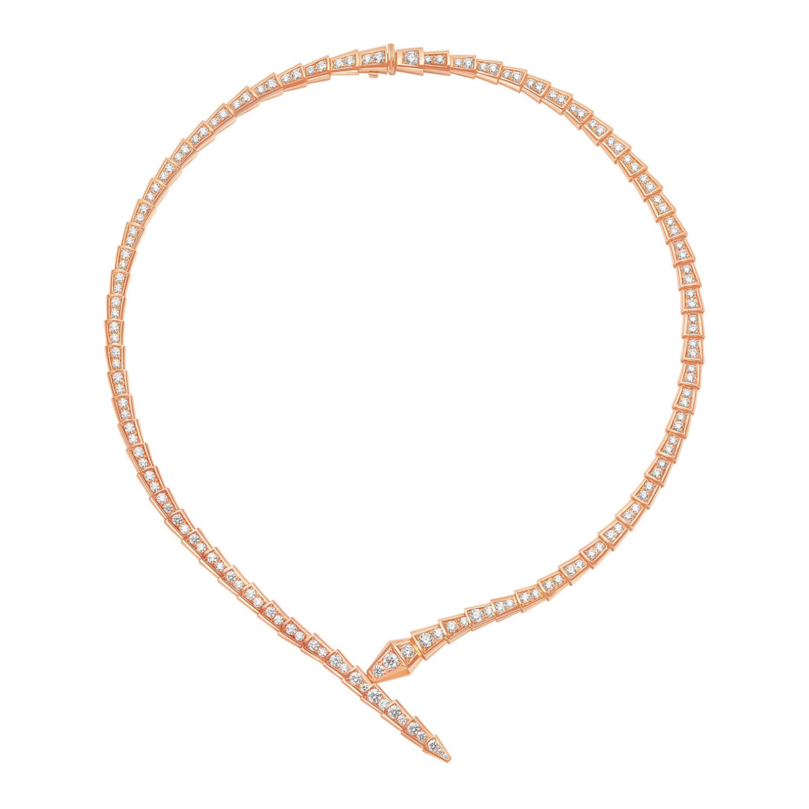 Bvlgari Jewelry 18k Rose Gold 5.29cttw Full Pave Diamond Serpenti Viper Necklace Size Large