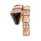 Bvlgari Jewelry 18k Rose Gold 0.83cttw Diamond and Onyx Serpenti Viper 1 Row Ring Size Large