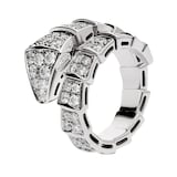 Bvlgari Jewelry 18k White Gold Serpenti Viper 1.74cttw Full Pave Diamond 1 Row Ring Size Large
