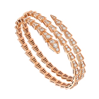 Bvlgari Jewelry 18k Rose Gold 5.02cttw Full Pave Diamond Serpenti Viper Bracelet