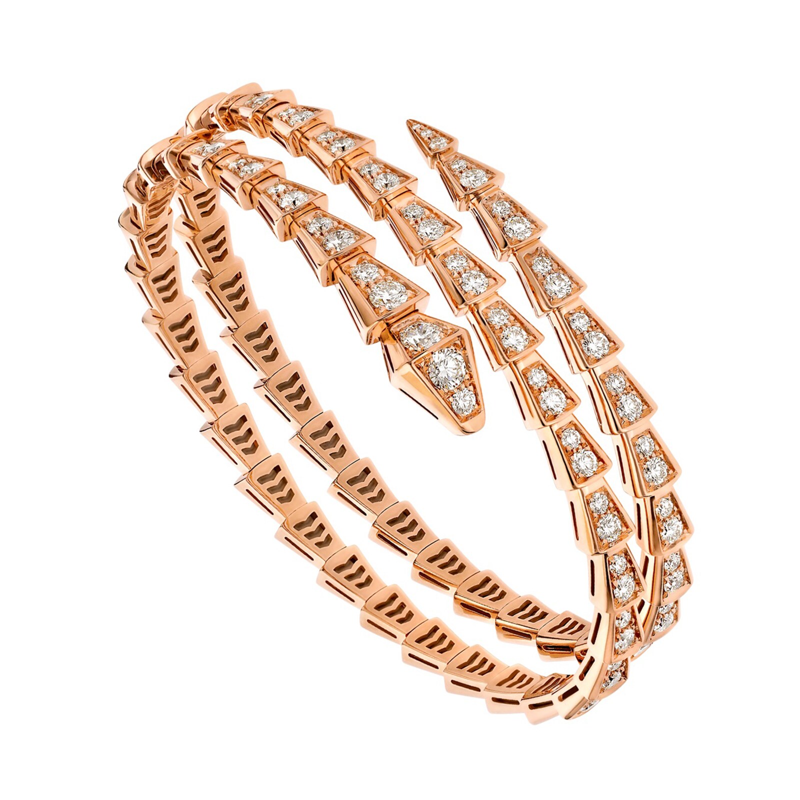 Bvlgari Jewelry 18k Rose Gold 5.02cttw Full Pave Diamond Serpenti Viper Bracelet