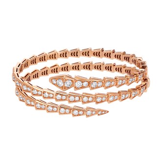Bvlgari Jewelry 18k Rose Gold 5.02cttw Full Pave Diamond Serpenti Viper Bracelet