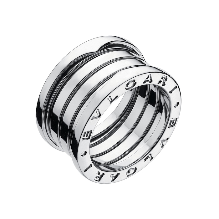 Bvlgari Jewelry 18k White Gold B.ZERO1 4 Band Ring - Size 8.5