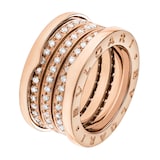 Bvlgari Jewelry 18k Rose Gold B.ZERO1 4 Band 0.98cttw Diamond Ring - Size 7.25