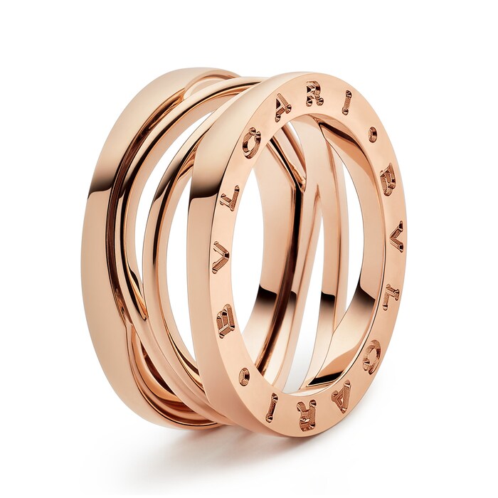 Bvlgari Jewelry 18k Rose Gold B.ZERO1 3 Band Ring - Size 5.75