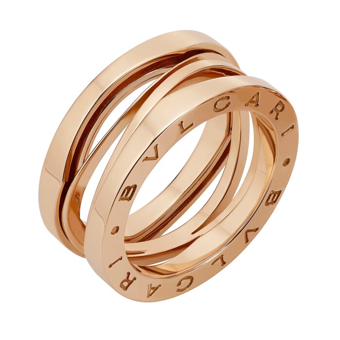 Bvlgari Jewelry 18k Rose Gold B.ZERO1 3 Band Ring - Size 8.25