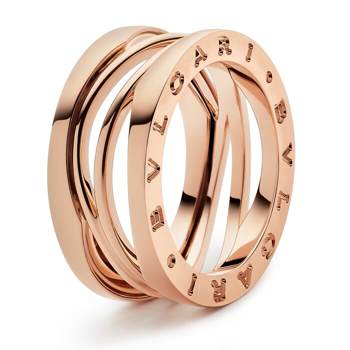 Bvlgari Jewelry 18k Rose Gold B.ZERO1 3 Band Ring - Size 8.25