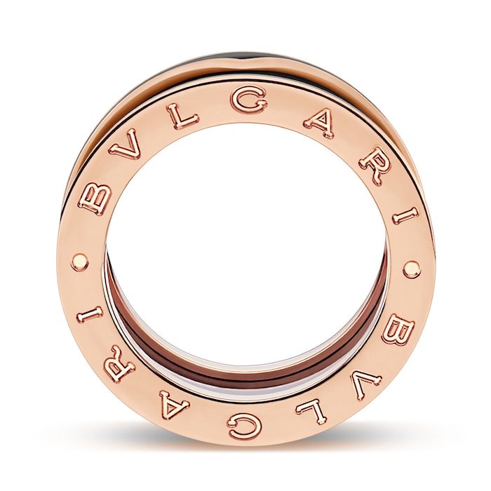 Bvlgari Jewelry 18k Rose Gold B.ZERO1 Black Ceramic Ring - Size 7.75
