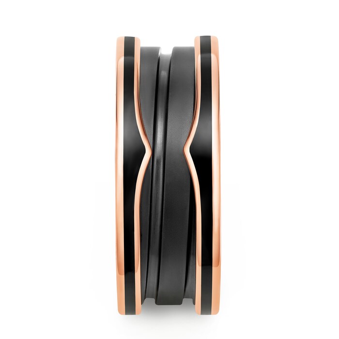 Bvlgari Jewelry 18k Rose Gold B.ZERO1 Black Ceramic Ring - Size 7.75