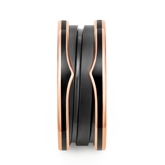 Bvlgari Jewelry 18k Rose Gold B.ZERO1 Black Ceramic Ring - Size 9.25