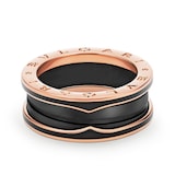 Bvlgari Jewelry 18k Rose Gold B.ZERO1 Black Ceramic Ring - Size 9.25