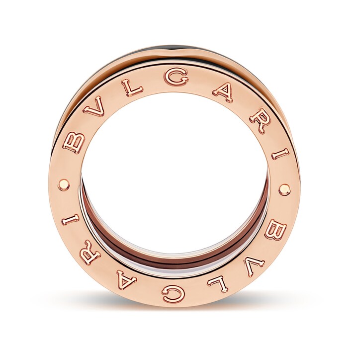 Bvlgari Jewelry 18k Rose Gold B.ZERO1 Black Ceramic Ring - Size 9.25