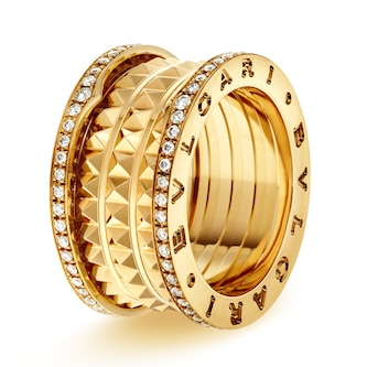 Bvlgari Jewelry 18k Yellow Gold B.ZERO1 3 Band 0.53cttw Pave Diamond Ring - Size 6.5