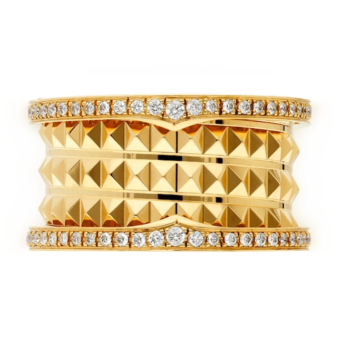 Bvlgari Jewelry 18k Yellow Gold B.ZERO1 3 Band 0.53cttw Pave Diamond Ring - Size 6.5