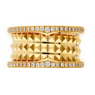 Bvlgari Jewelry 18k Yellow Gold B.ZERO1 3 Band 0.53cttw Pave Diamond Ring - Size 6.5