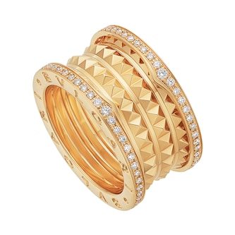 Bvlgari Jewelry 18k Yellow Gold B.ZERO1 3 Band 0.53cttw Pave Diamond Ring - Size 7.25 Bvlgari Jewelry 18k Yellow Gold B.ZERO1 3 Band 0.53cttw Pave Diamond Ring - Size 7.25