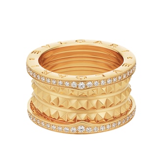 Bvlgari Jewelry 18k Yellow Gold B.ZERO1 3 Band 0.53cttw Pave Diamond Ring - Size 7.25 Bvlgari Jewelry 18k Yellow Gold B.ZERO1 3 Band 0.53cttw Pave Diamond Ring - Size 7.25