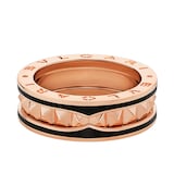 Bvlgari Jewelry 18k Rose Gold and Black Ceramic B.ZERO1 1 Band Ring - Size 7