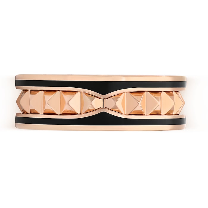 Bvlgari Jewelry 18k Rose Gold and Black Ceramic B.ZERO1 1 Band Ring - Size 7