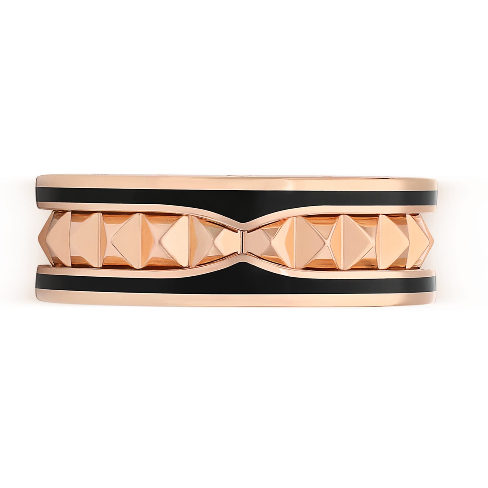 Bvlgari Jewelry 18k Rose Gold and Black Ceramic B.ZERO1 1 Band Ring - Size 7