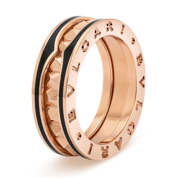 Bvlgari Jewelry 18k Rose Gold and Black Ceramic B.ZERO1 1 Band Ring - Size 7