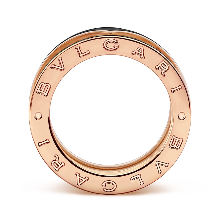 Bvlgari Jewelry 18k Rose Gold and Black Ceramic B.ZERO1 1 Band Ring - Size 7