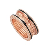 Bvlgari Jewelry 18k Rose Gold B.ZERO1 Stud Detail and Black Ceramic Ring - Size 7.25