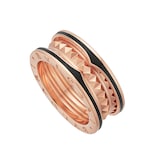 Bvlgari Jewelry 18k Rose Gold B.ZERO1 Stud Detail and Black Ceramic Ring - Size 8.25