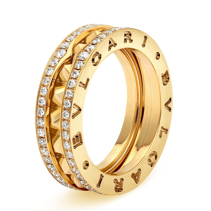 Bvlgari Jewelry 18k Yellow Gold B.ZERO1 1 Band 0.53cttw Pave Diamond Ring - Size 6.25