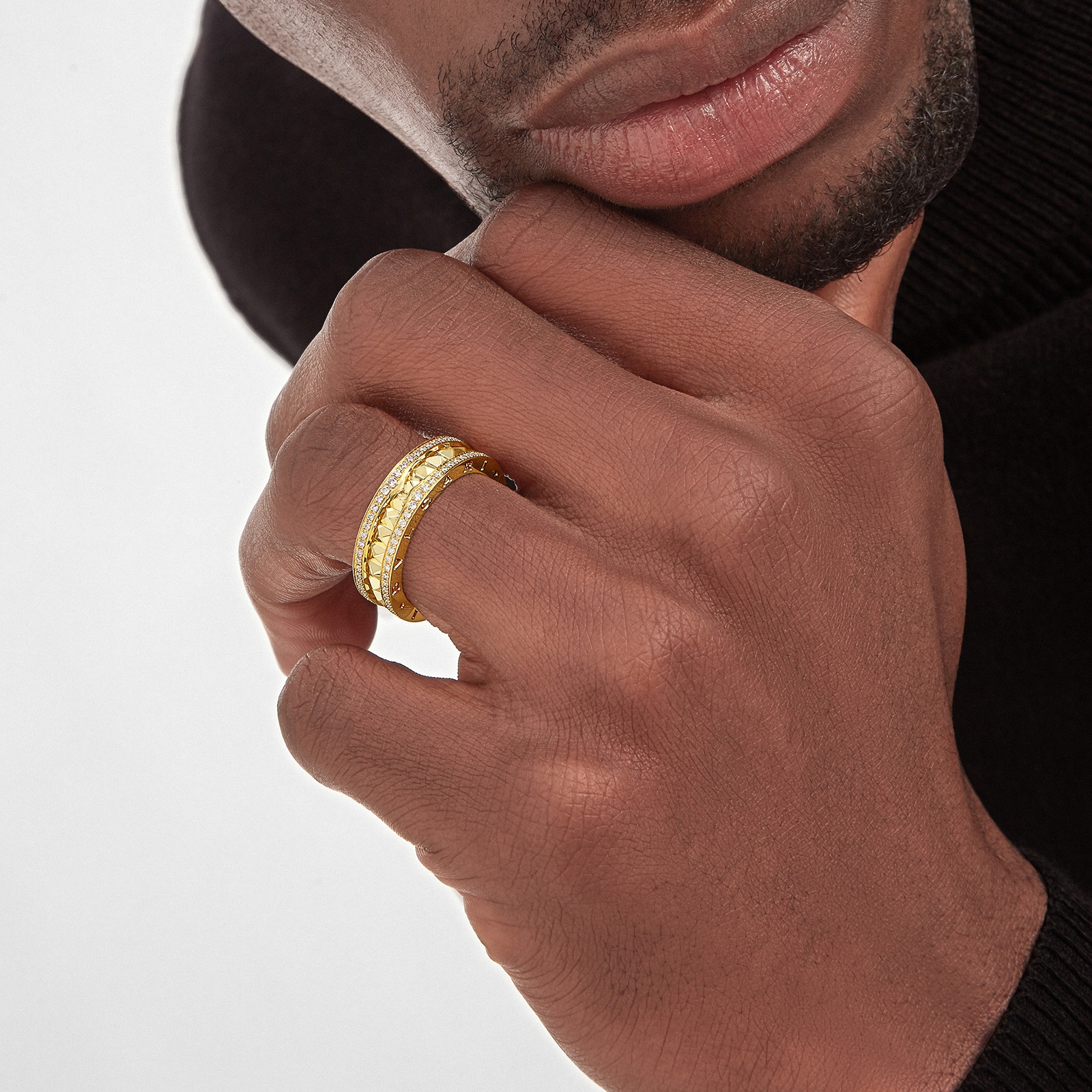 Bvlgari Jewelry 18k Yellow Gold B.ZERO1 1 Band 0.53cttw Pave Diamond Ring - Size 6.25