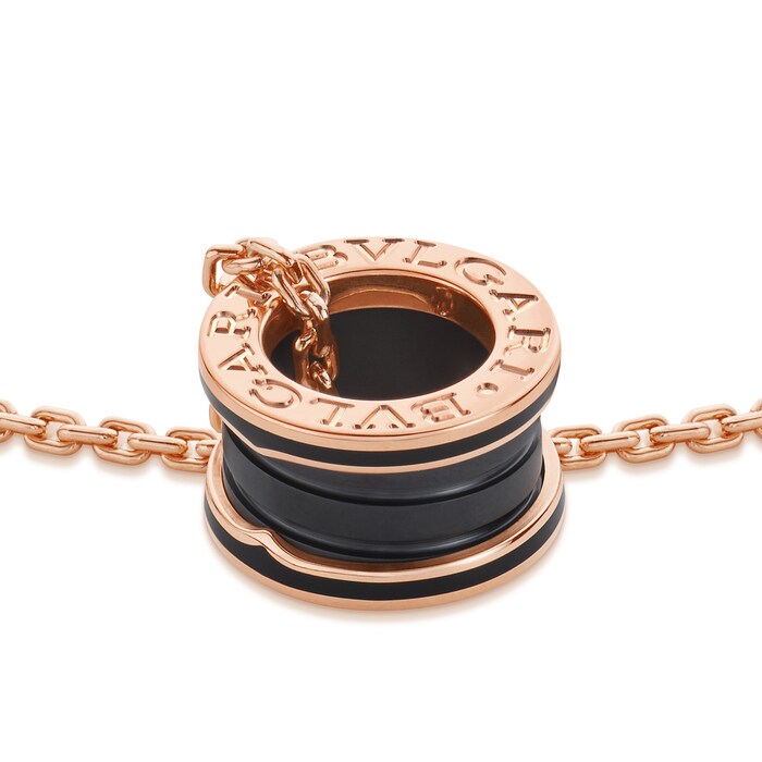 Bvlgari Jewelry 18k Rose Gold B.ZERO1 Black Ceramic Necklace 21-24 Inch