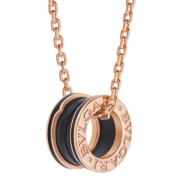 Bvlgari Jewelry 18k Rose Gold B.ZERO1 Black Ceramic Necklace 21-24 Inch