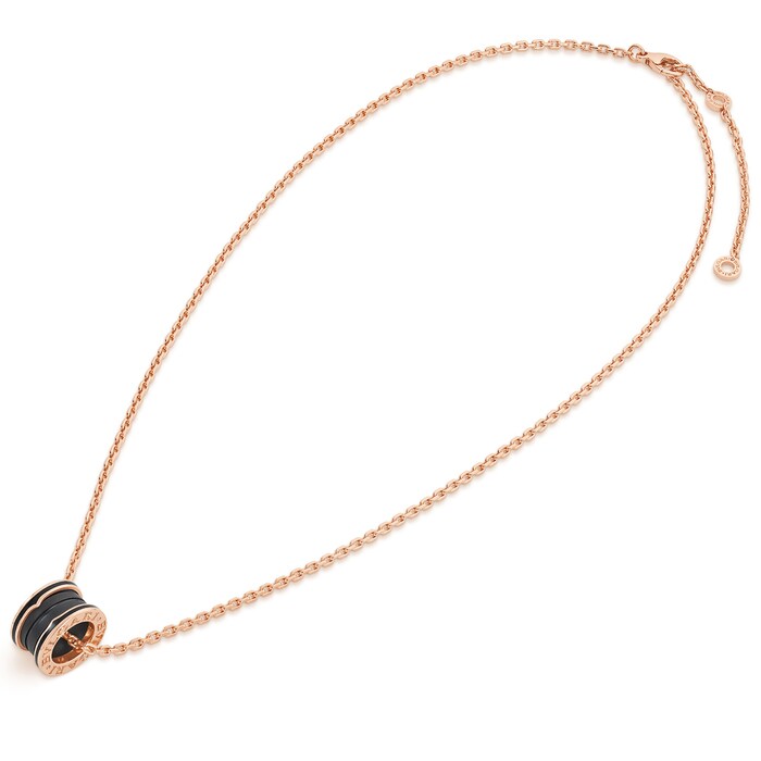 Bvlgari Jewelry 18k Rose Gold B.ZERO1 Black Ceramic Necklace 21-24 Inch