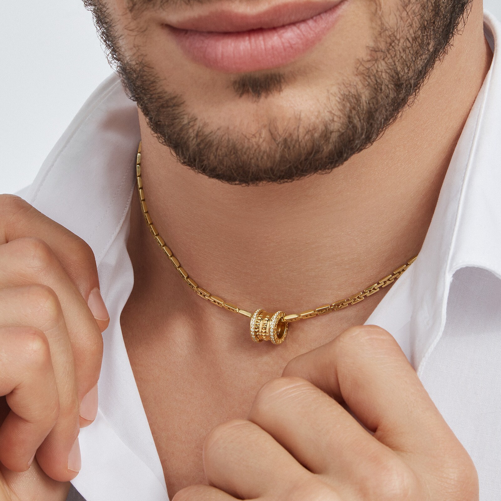 Bvlgari Jewelry 18k Yellow Gold B.ZERO1 0.29cttw Diamond Necklace 15-16 Inch