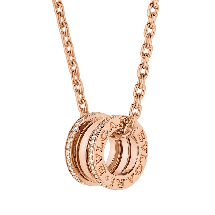 Bvlgari Jewelry 18k Rose Gold B.ZERO1 0.38cttw Diamond Necklace 21-24 Inch