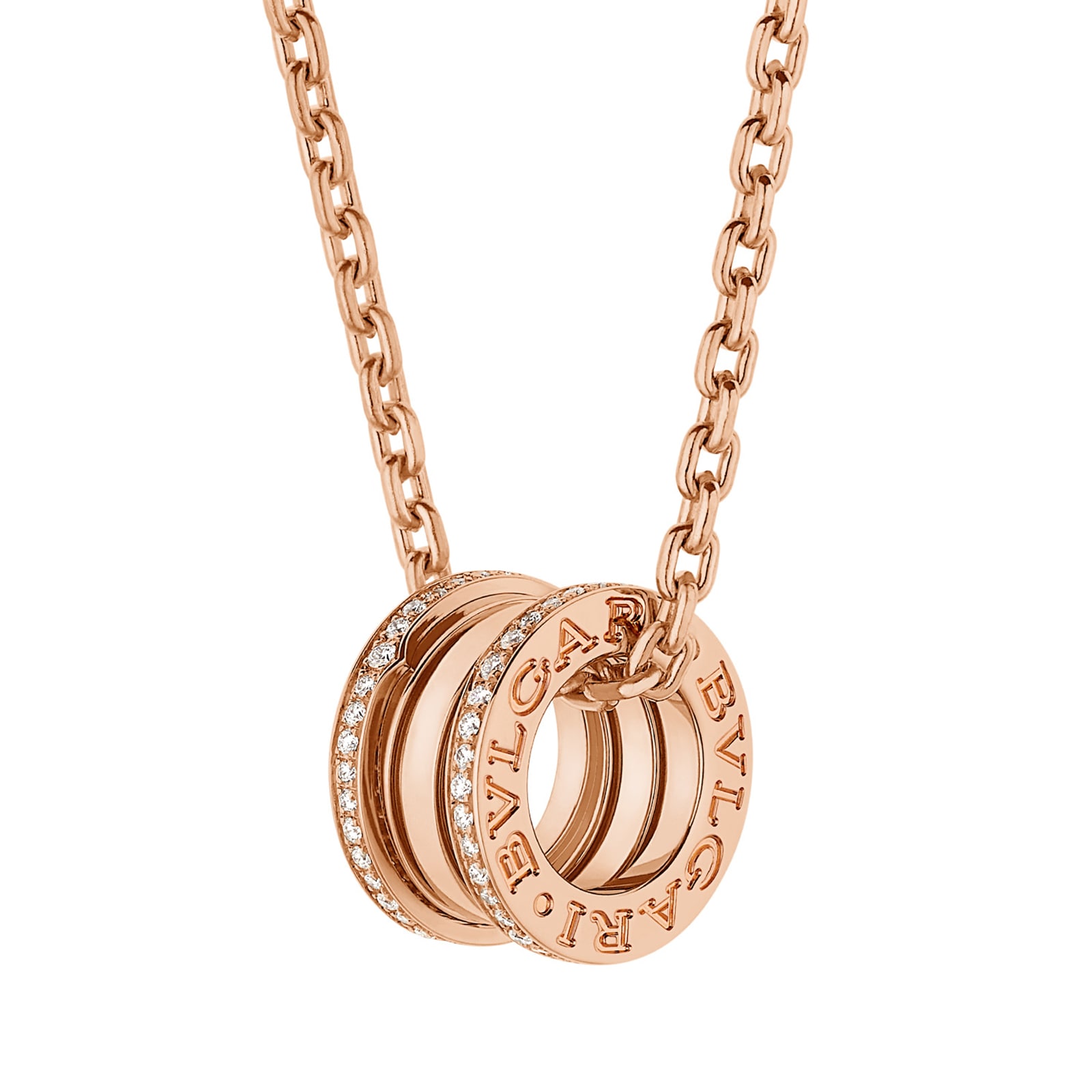 Bvlgari Jewelry 18k Rose Gold B.ZERO1 0.38cttw Diamond Necklace 21-24 Inch