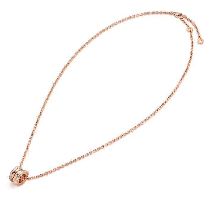 Bvlgari Jewelry 18k Rose Gold B.ZERO1 0.38cttw Diamond Necklace 21-24 Inch