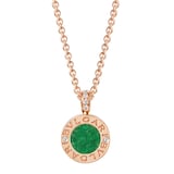 Bvlgari Jewelry 18k Rose Gold Bvlgari Bvlgari 0.28cttw Diamond and Jade Necklace 16-17 Inch