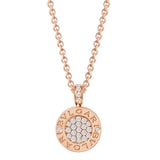 Bvlgari Jewelry 18k Rose Gold Bvlgari Bvlgari 0.28cttw Diamond and Jade Necklace 16-17 Inch
