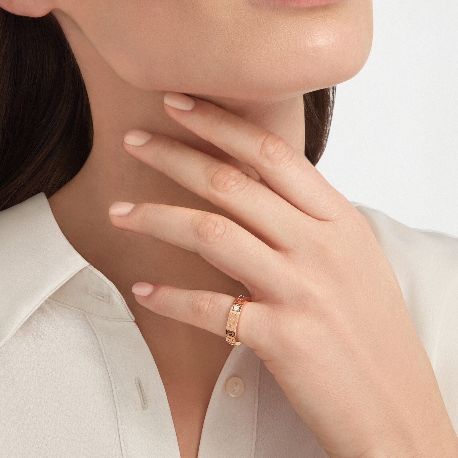 Bvlgari Jewelry 18k Rose Gold Bvlgari Bvlgari 0.04cttw Diamond Ring - Size 7