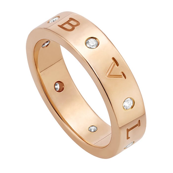 Bvlgari Jewelry 18k Rose Gold Bvlgari Bvlgari 0.20cttw Diamond Ring - Size 7