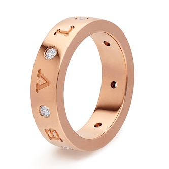 Bvlgari Jewelry 18k Rose Gold Bvlgari Bvlgari 0.20cttw Diamond Ring - Size 7 Bvlgari Jewelry 18k Rose Gold Bvlgari Bvlgari 0.20cttw Diamond Ring - Size 7